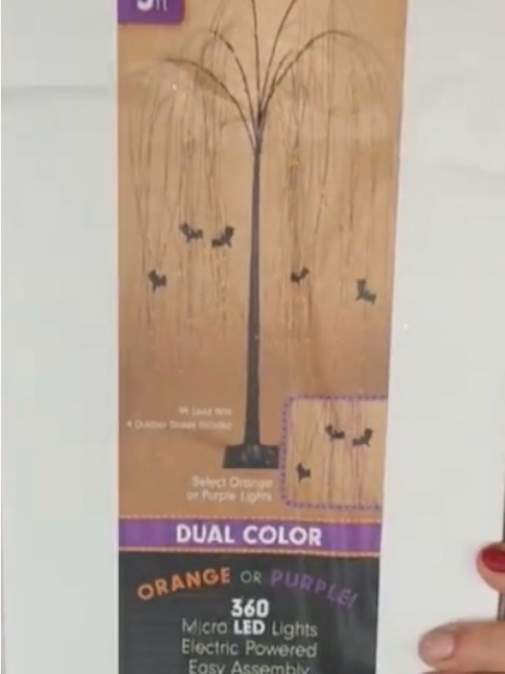 NIB KOHLS 5ft Halloween Willow Bat Tree Orange or Purple